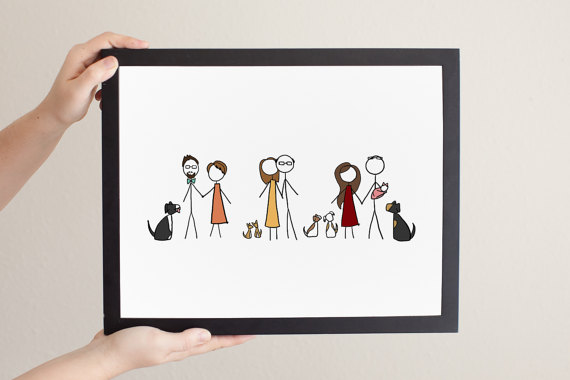 570x380 Custom Large Group Stick Figure Family Portrait Family