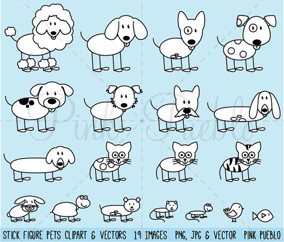 570x485 Stick Figure Pets Clipart Clip Art Vectors, Stick Family Animals