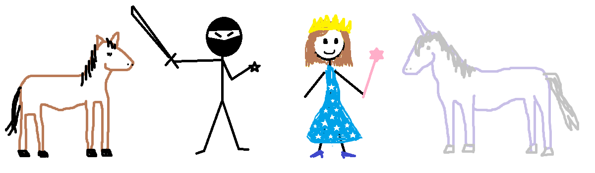 1200x350 Stick Figure Horse Group