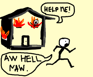 300x250 Stick Runs Away From Badly Drawn Burning House