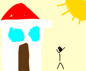 300x250 Stick Man Outside His House (Drawing By Pixilatedarc1)