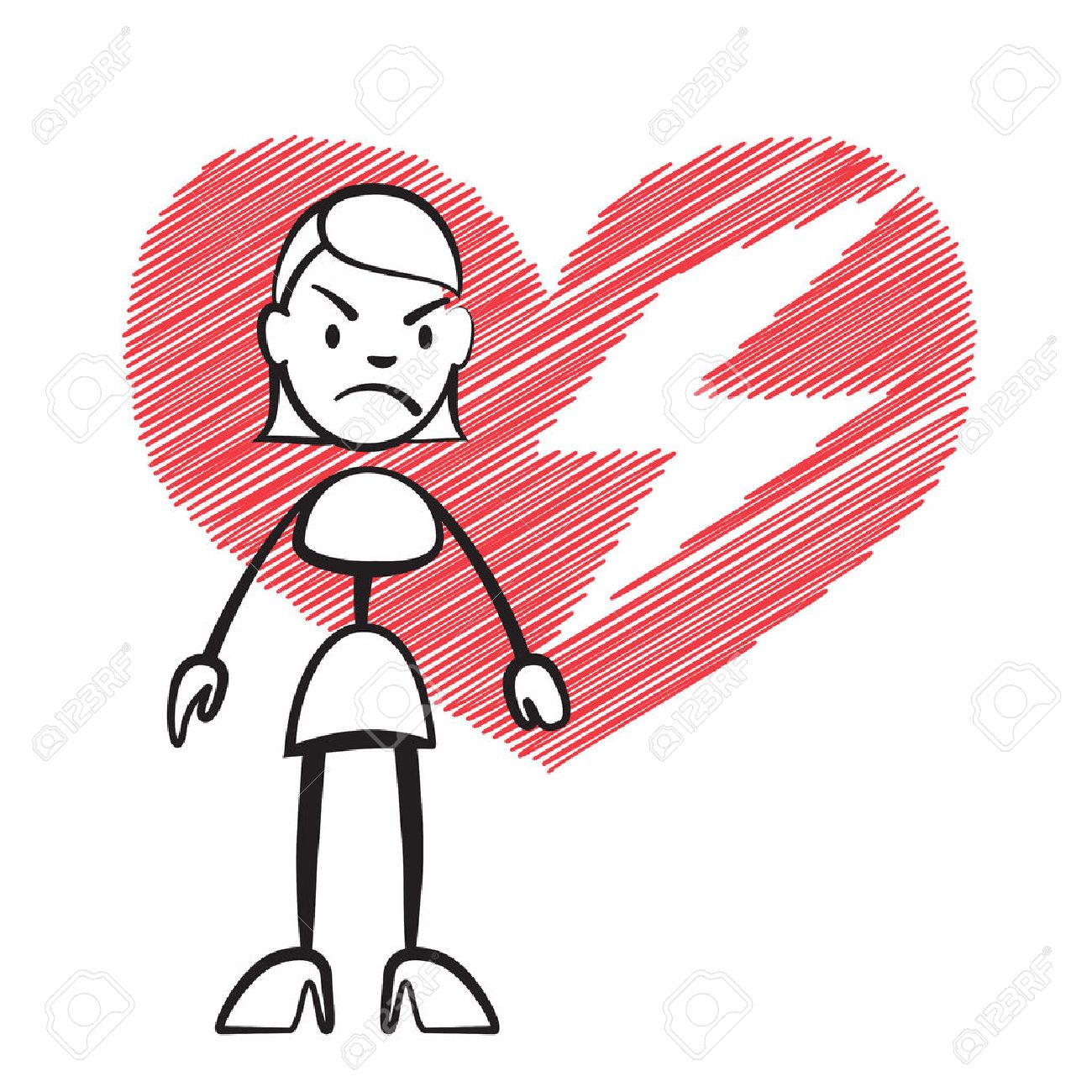 1300x1300 Stick Figure Woman With Broken Heart, Stickman Vector Drawing
