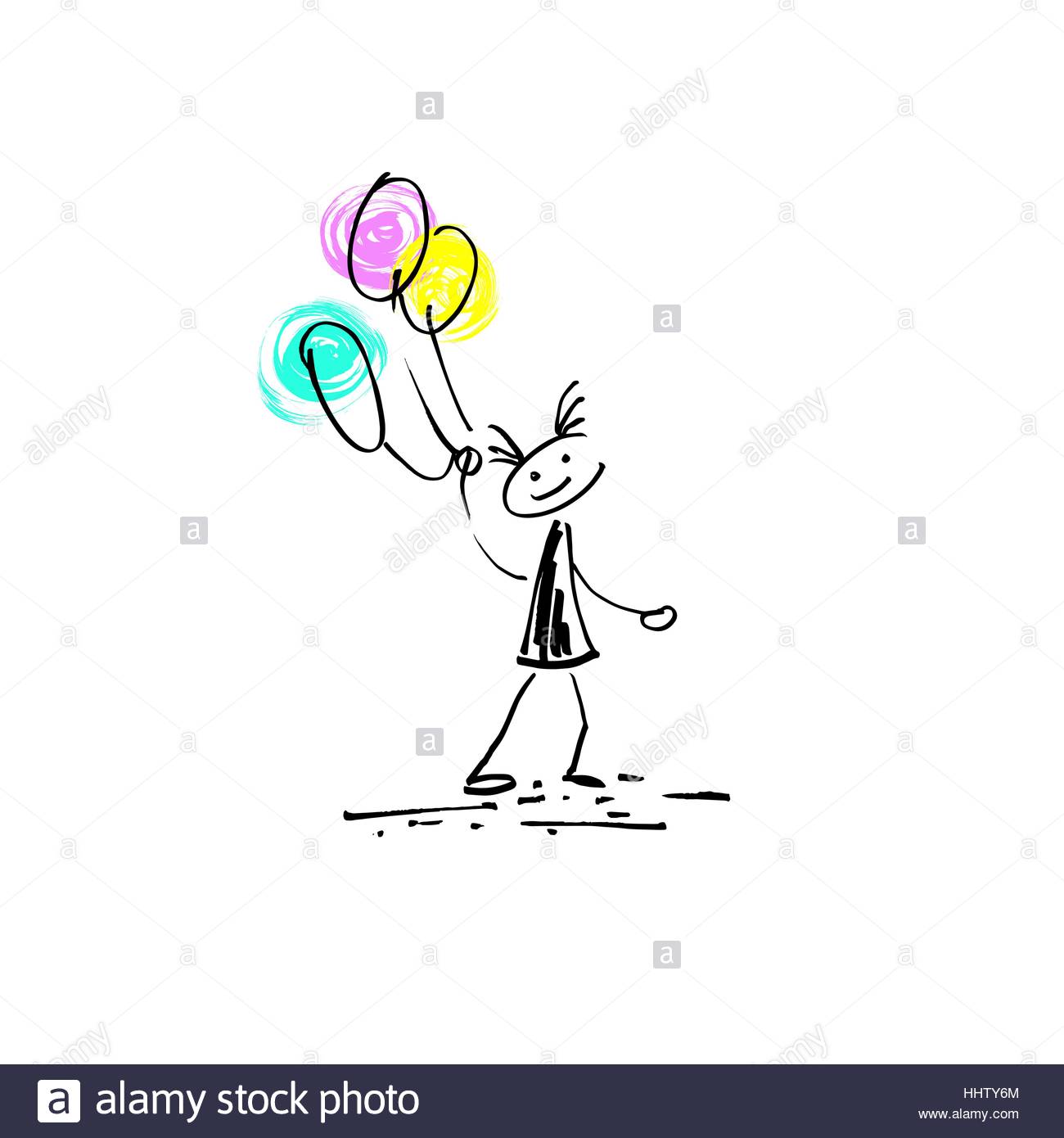 1300x1390 Hand Drawing Sketch Doodle Human Stick Figure Cheerful Girl