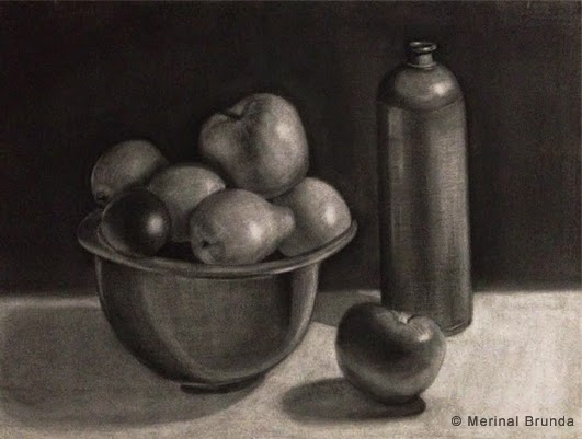 531x401 Merinal Brunda Charcoal Still Life Drawings