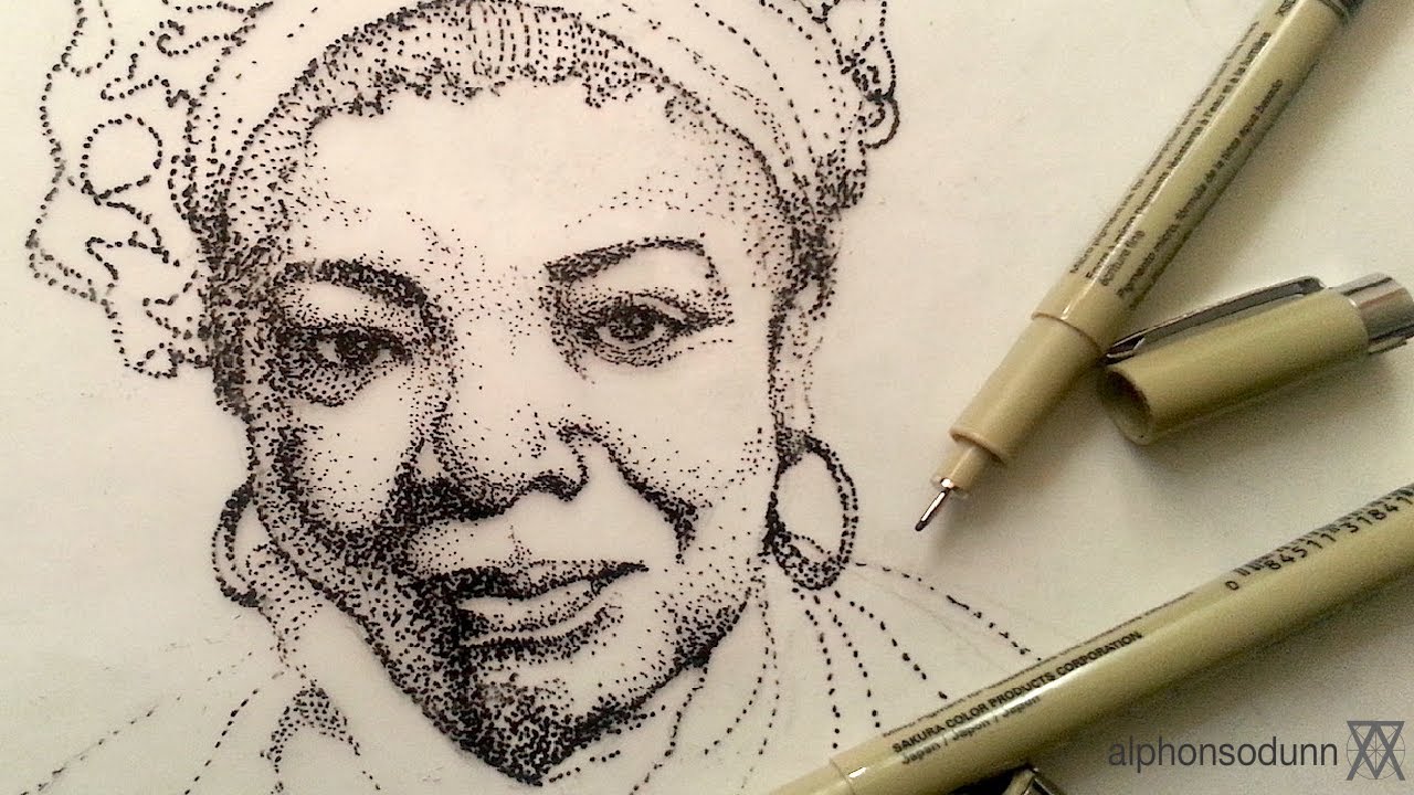 1280x720 Pen And Ink Drawing Tutorials Stipple Portrait Drawing Of Maya
