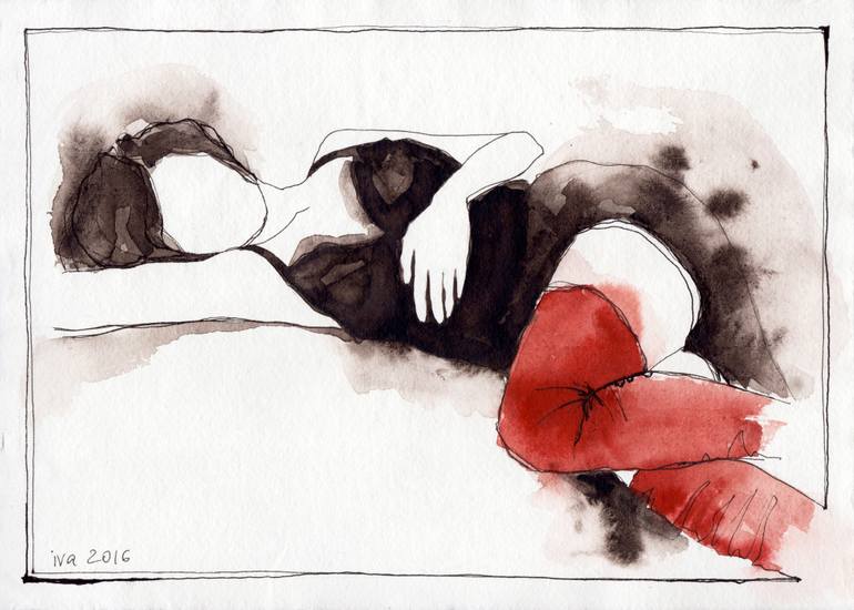 770x550 Saatchi Art Red Stockings Drawing By Tatiana Ivchenkova