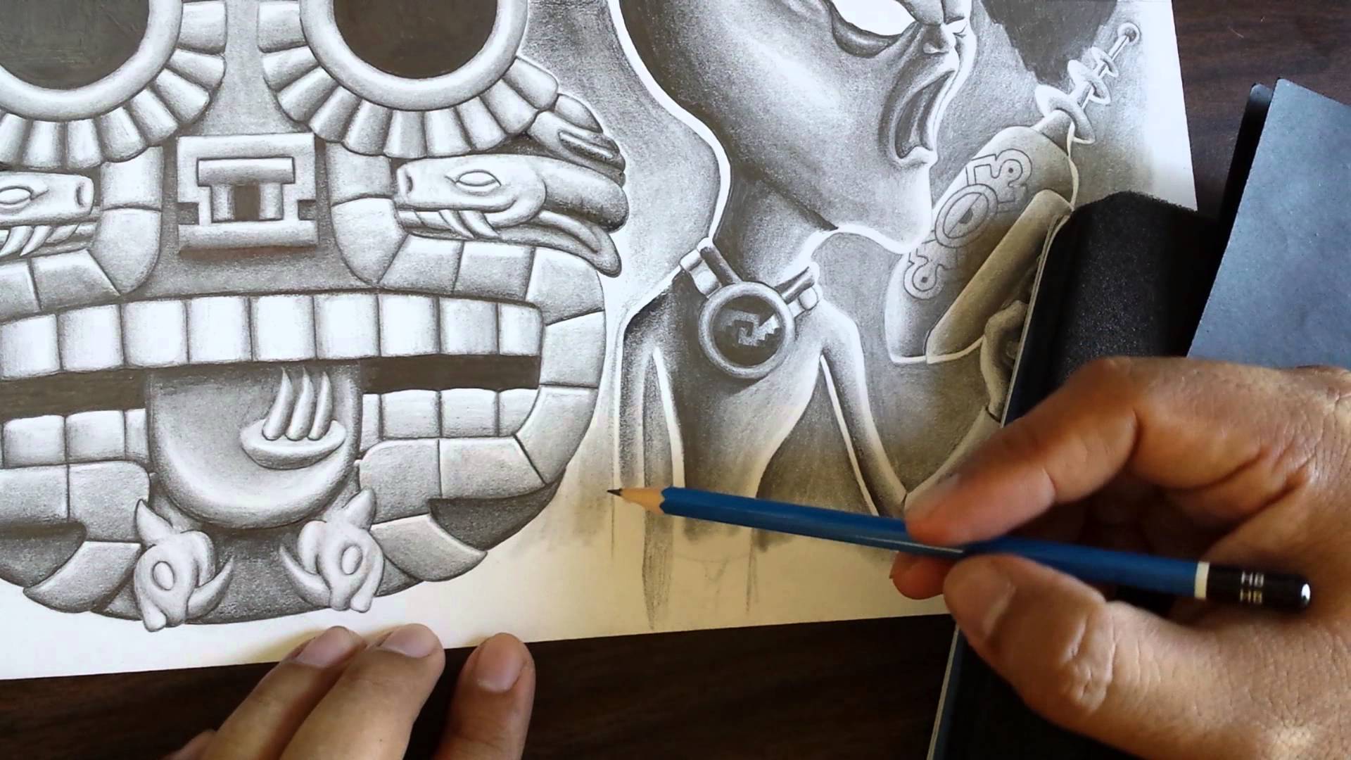 1920x1080 How To Draw Aztec Style Stone Head.