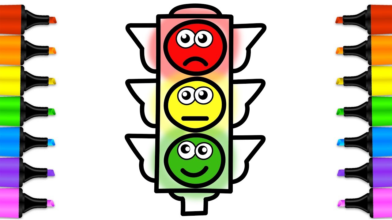 1280x720 Drawing For Kids Traffic Light. Learn By Steps Drawing Traffic