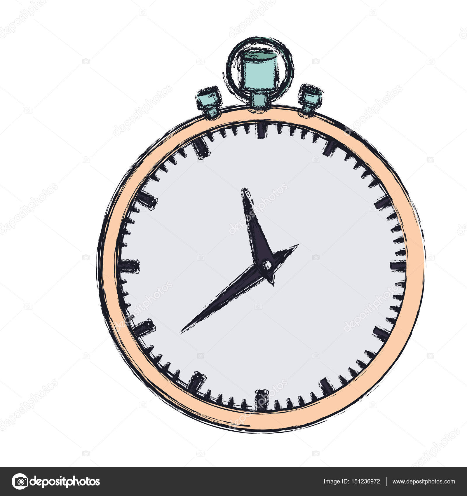 1600x1700 Hand Drawing Color Graphic Of Simple Stopwatch Stock Vector