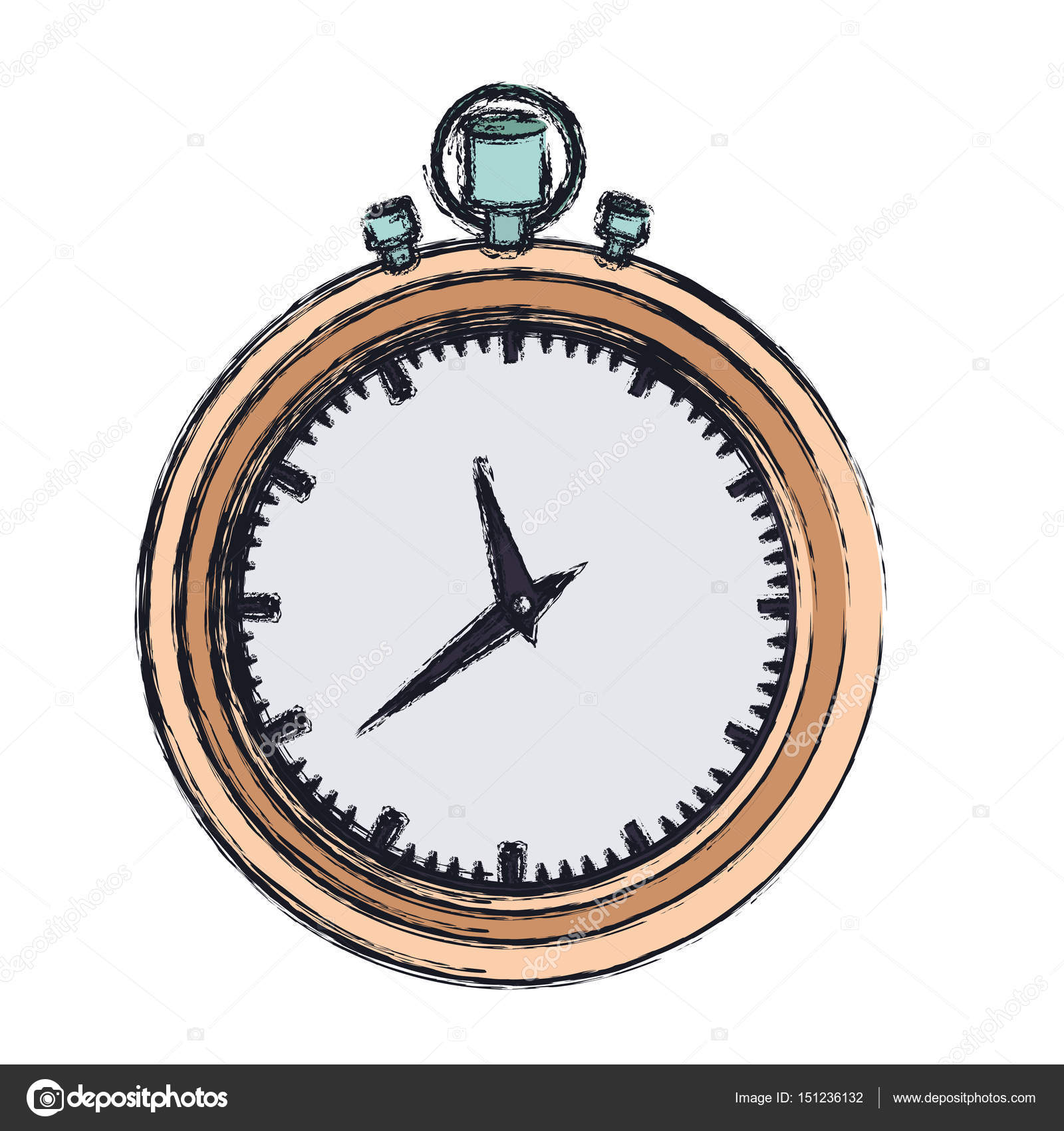 1600x1700 Hand Drawing Color Graphic Of Stopwatch With Thick Contour Stock
