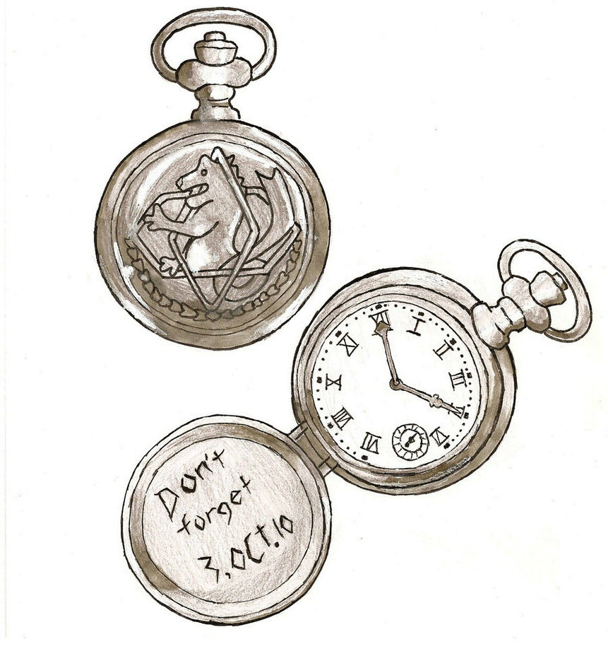 861x928 Pocket Watch Drawing