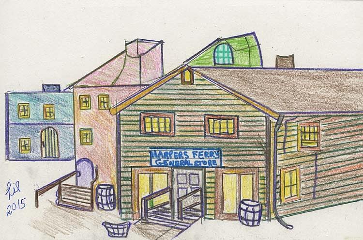 750x495 Harpers Ferry General Store Drawing By Lill Curth