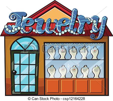 450x401 Illustration Of A Jewelry Shop On A White Background Vector