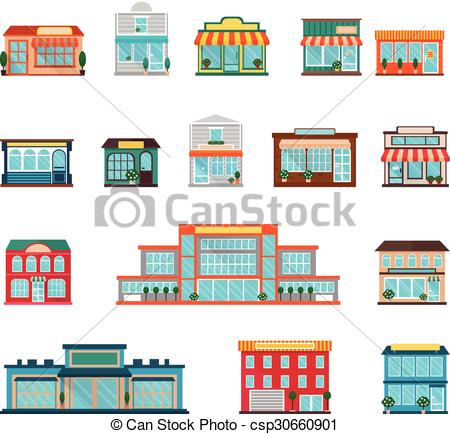 450x434 Store Icons Set. Stores And Supermarkets Big And Small Vector