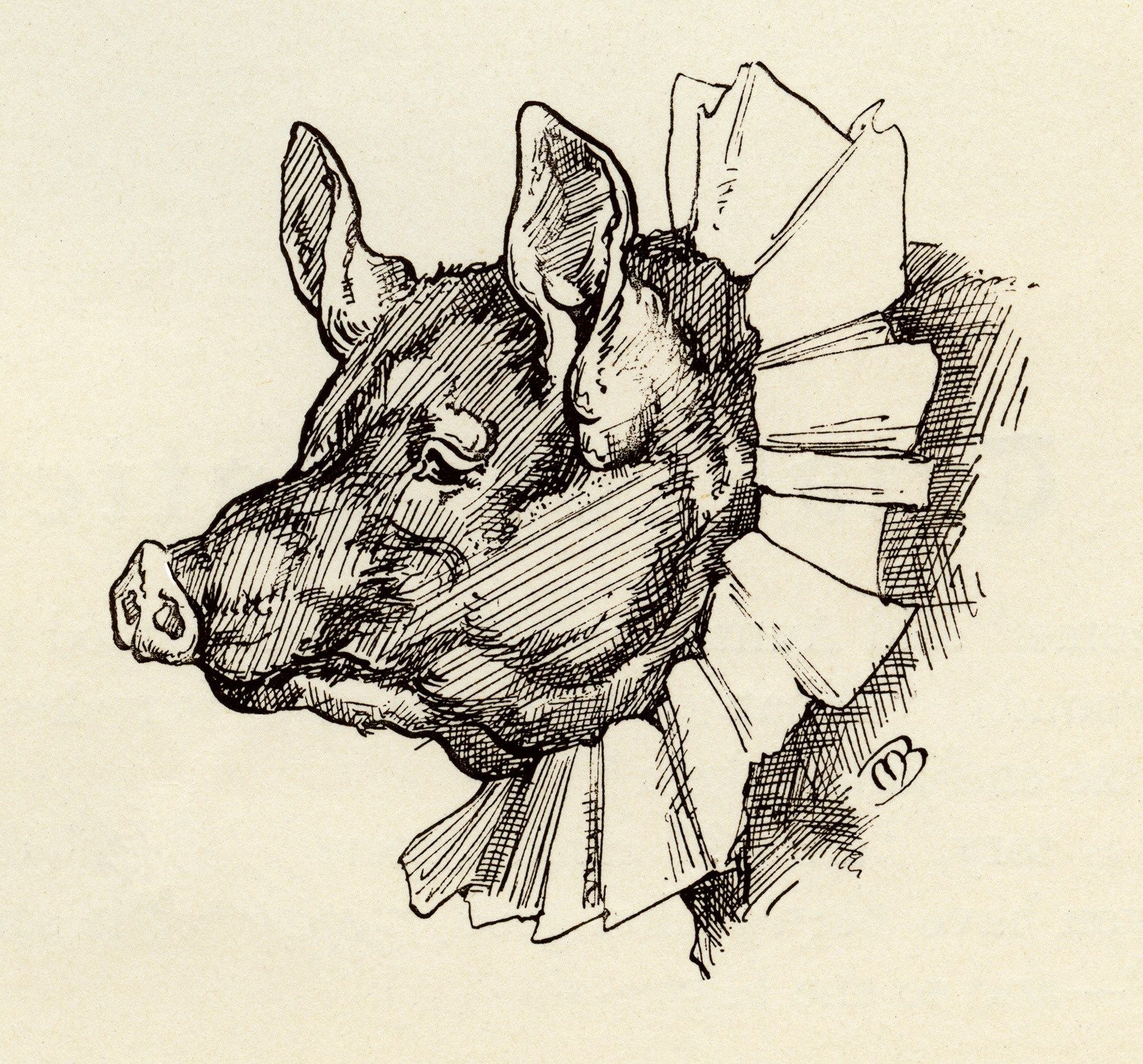 1785x1662 Whimsical Pig Clip Art, Black And White Graphics, Vintage Pig