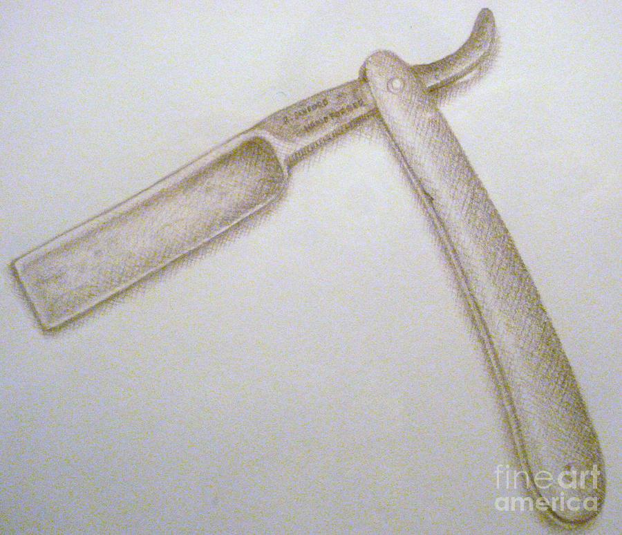 900x774 Straight Razor Drawing By Richard Sanford