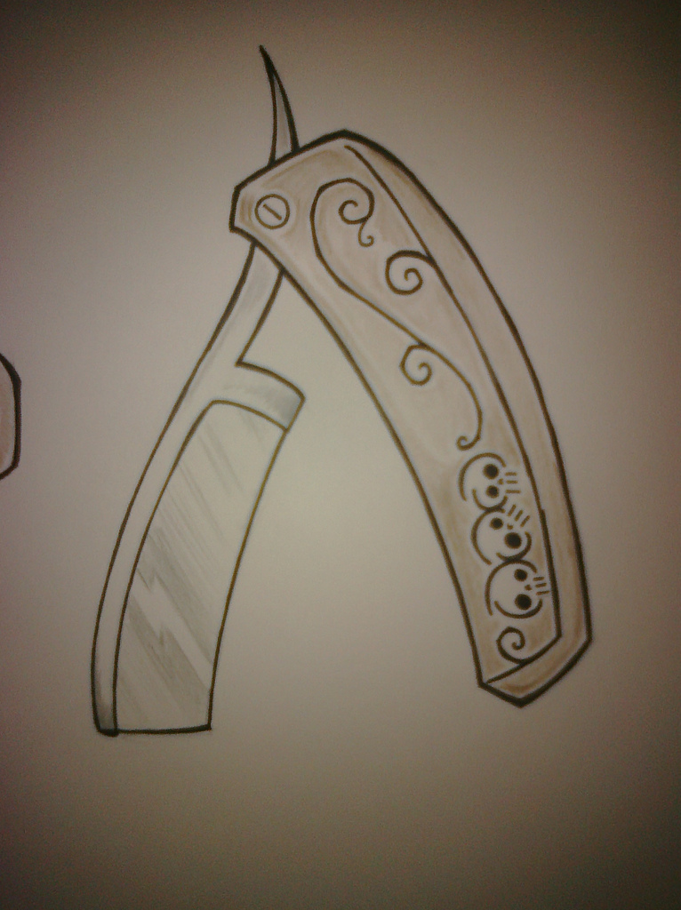 766x1024 Straight Razor With Skull Handle Zook