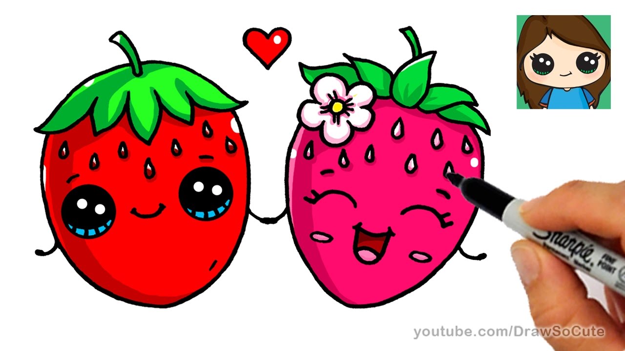 1280x720 How To Draw A Strawberry Easy