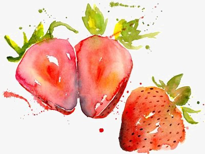 400x300 Strawberry, Hand Painted Strawberry, Drawing Strawberries