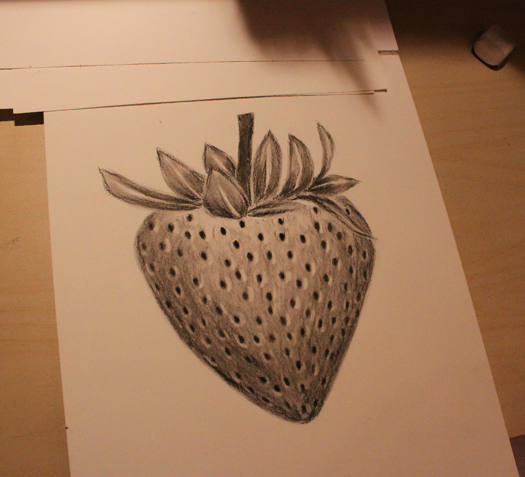 1024x930 Strawberry Drawing Charcoal Drawing. Hebatt