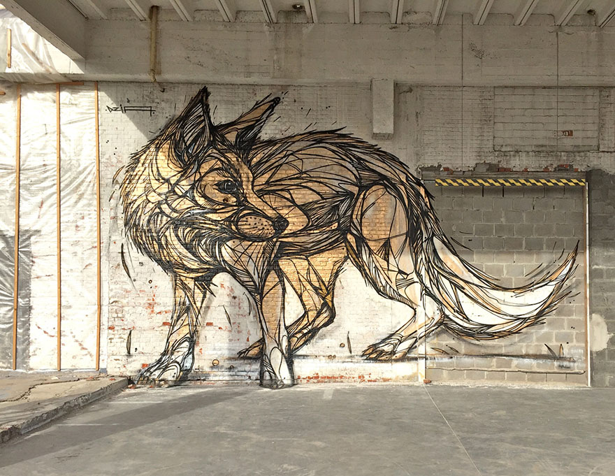 880x681 Geometric Animal Street Art By Dzia Brings Life To Abandoned Urban