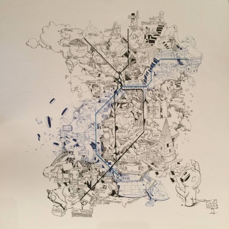 770x770 Saatchi Art London Underground, Victoria Line String Drawing By