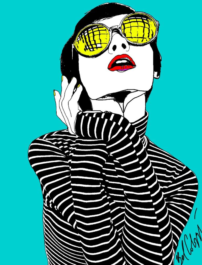 770x1009 Saatchi Art Stripes And Sunnies Pixie I. Drawing By Belinda Colozzi