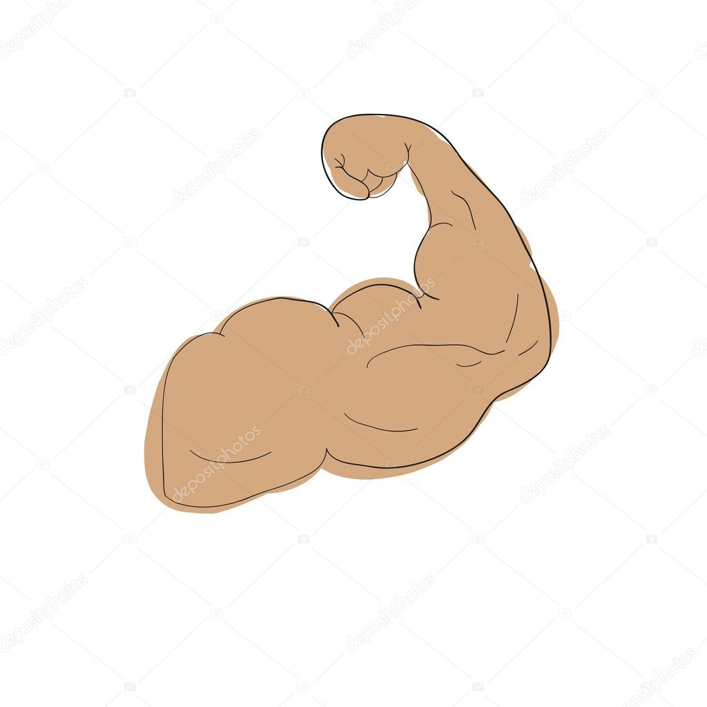 1024x1024 Freehand Cartoon Strong Arm Flexing Bicep Sport Stock Vector