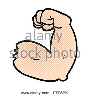 300x320 Freehand Retro Cartoon Strong Arm Flexing Bicep Stock Vector Art