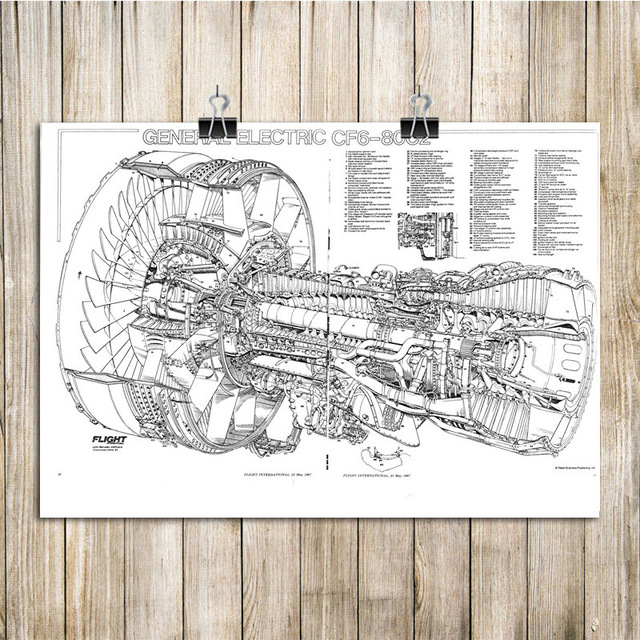 640x640 Plane Structure Drawing Retro Wall Sticker Home Decor Livingroom