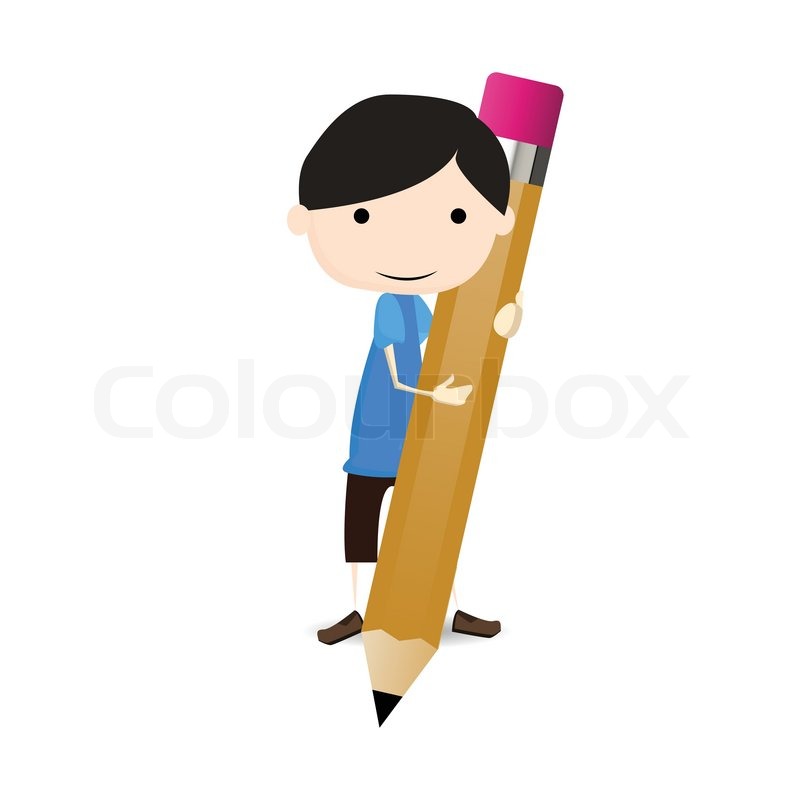 800x800 Student Draw A Big Pencil Stock Vector Colourbox