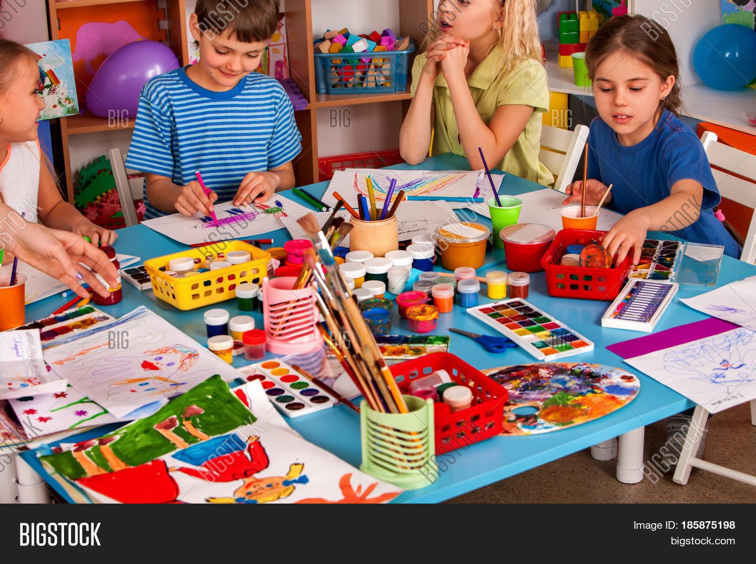 1500x1120 Small Students Girl Boy Painting Image Amp Photo Bigstock