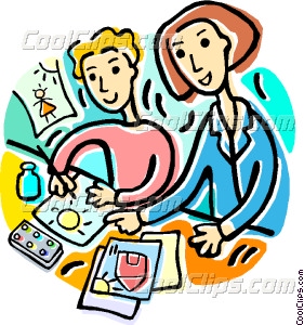 281x300 Teacher And Students Drawing Vector Clip Art