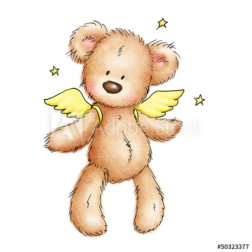 500x500 Drawing Of Teddy Bear With Wings