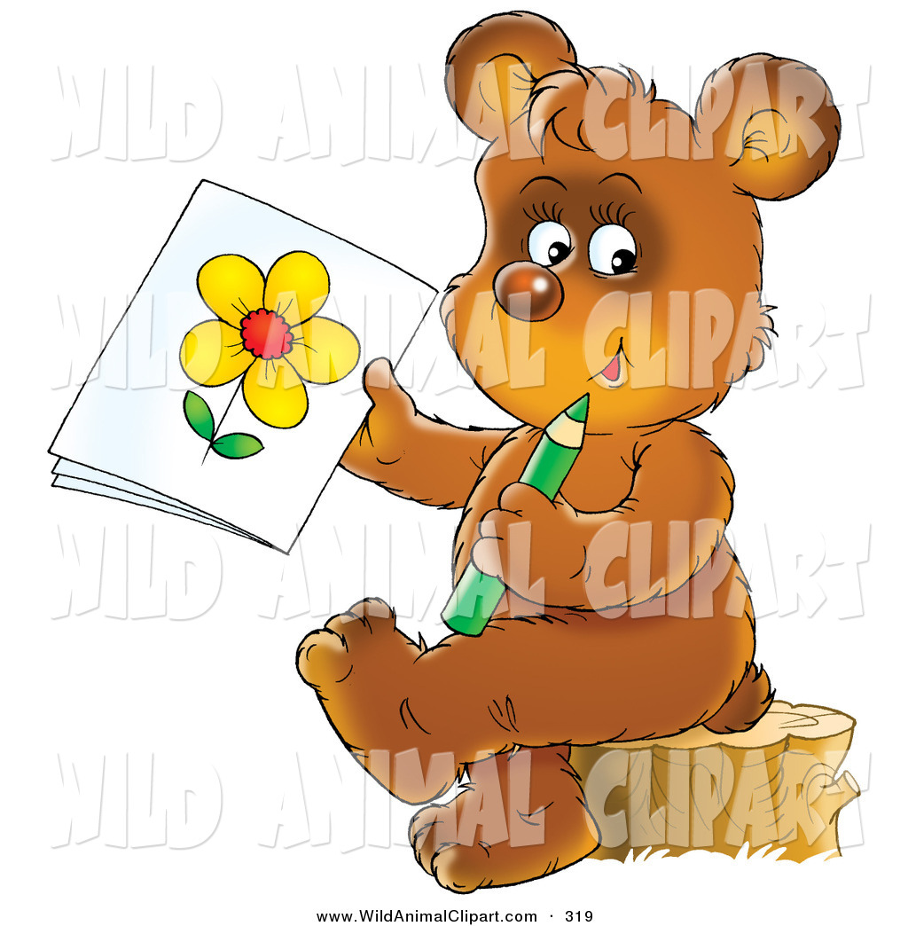 1024x1044 Clip Art Of A Cute And Artistic Brown Bear Cub Sitting On A Tree