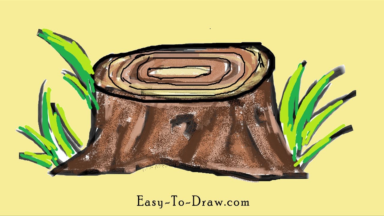 1280x720 How To Draw A Cartoon Tree Stump Step By Step