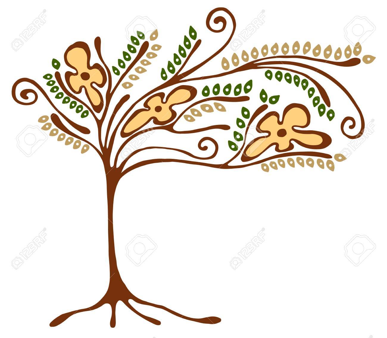 1300x1136 Vector Hand Drawn Illustration, Decorative Ornamental Stylized