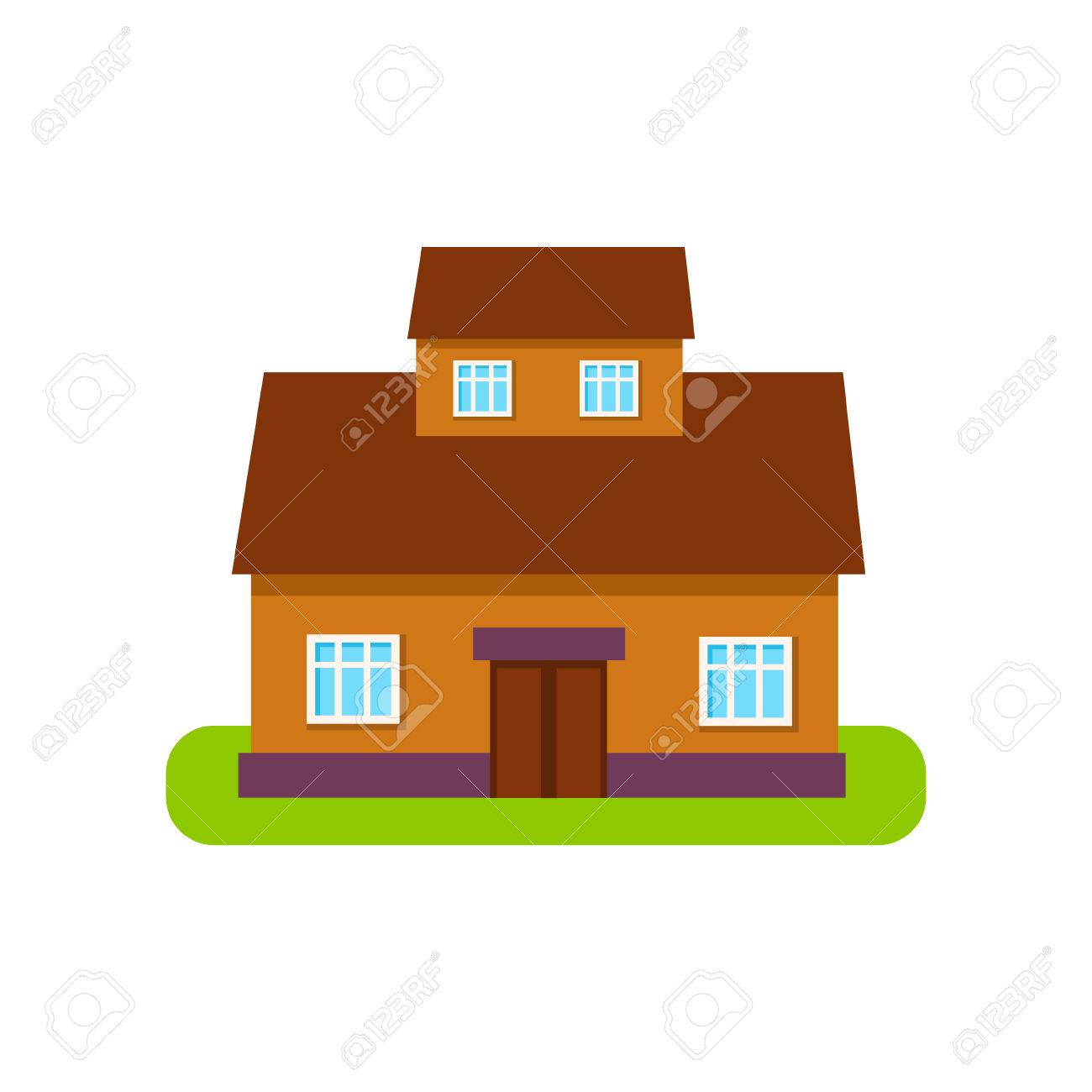 1300x1300 Brown Suburban House Exterior Design With Attic Storey Primitive