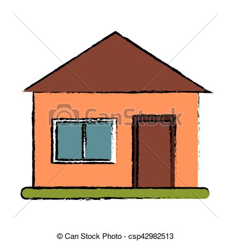450x470 Drawing House Suburban Architecture Green Grass Vector Vector