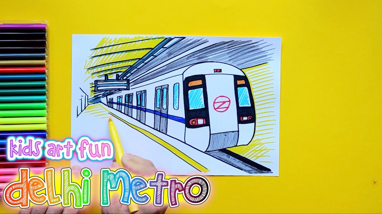 1280x720 How To Draw And Color A Delhi Metro Subway Train