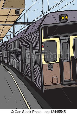 320x470 Subway Train On A Subway Platform. This Illustration Is A Eps