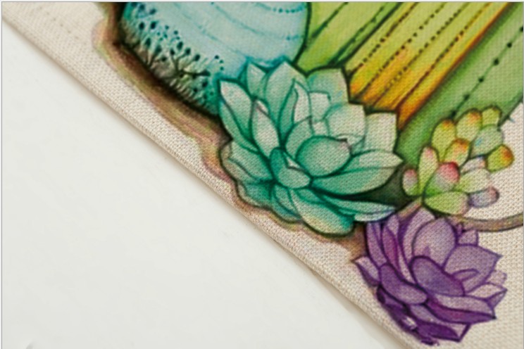 744x496 Wholesale Placemat Cotton Linen Succulent Plants Drawing Table Mat