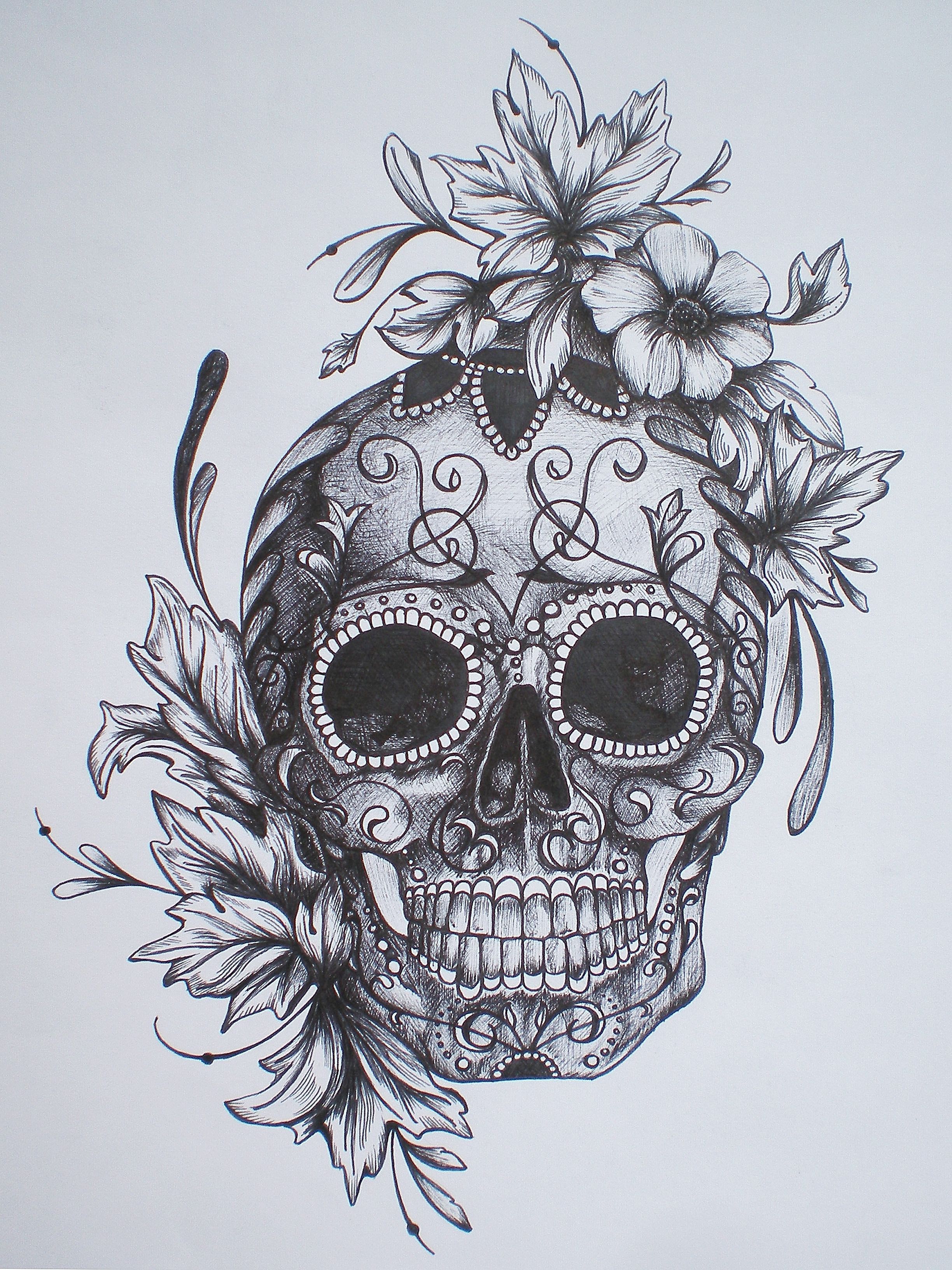 2448x3264 Sugar Skull Roses Drawing Top Hd Images For Free Skull Art