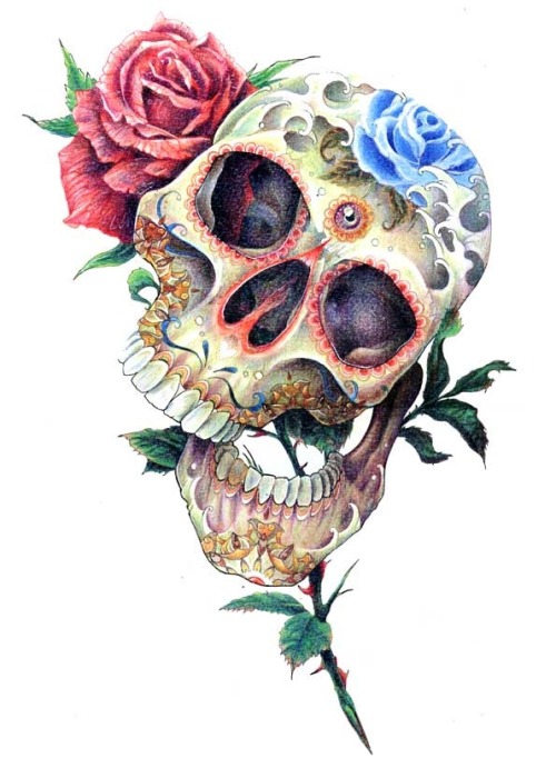 500x691 Love Drawing Art Flowers Skull Floral Anatomy Roses Sugar Skull