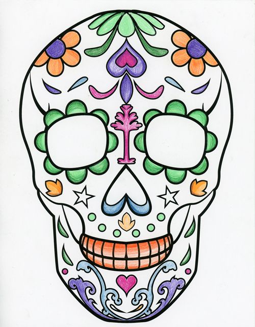 500x640 Artist Bloc Sugar Skull And Bulldog Template Downloads Painted
