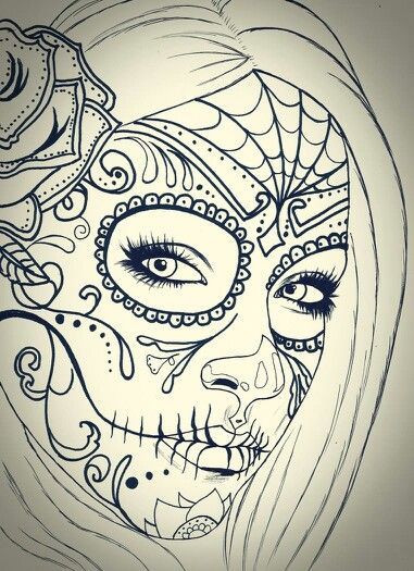 381x525 Gallery Cute Sugar Skull Coloring Drawings Sugar