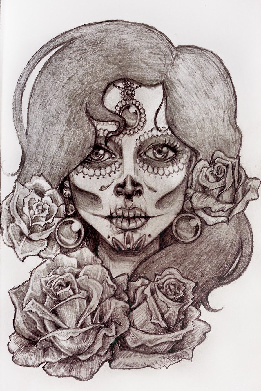 Sugar Skull Face Drawing at GetDrawings | Free download