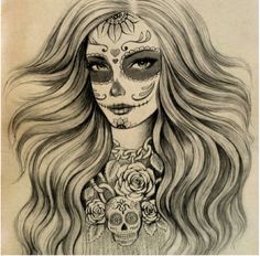 Sugar Skull Face Drawing at GetDrawings | Free download