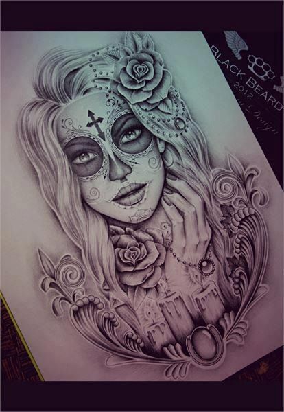 414x600 Inspiration For My Next One! Love This Sugar Skull Tattoo