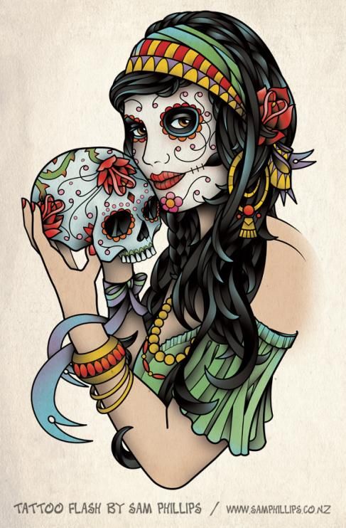 487x742 Sugar Skull Pin Up + Candy Skull Pin Up Candy
